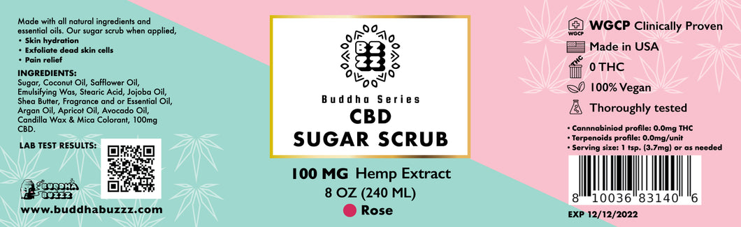 CBD Sugar Scrub 100mg, Rose